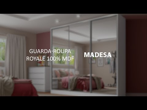 Guarda-Roupa Casal 100% MDF Madesa Zurique 3 Portas de Correr com Espelho Branco