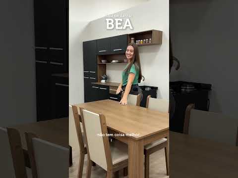 Conjunto Sala de Jantar Madesa Bea Mesa Tampo de Madeira com 4 Cadeiras Rustic/Crema/Sintético Bege