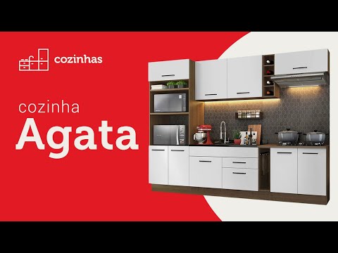 Armário de Cozinha Compacta 150cm Branco/Preto Agata Madesa 01