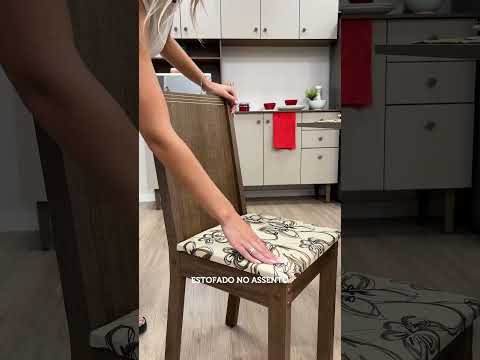 Conjunto Sala de Jantar Lexy Madesa Mesa Tampo de Madeira com 4 Cadeiras Rustic/Floral Lírio Bege