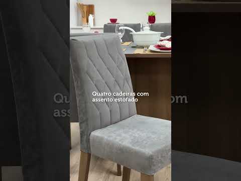 Conjunto Sala de Jantar Mesa Tampo de Madeira 4 Cadeiras Rustic/Cinza/Silver Ashley Madesa