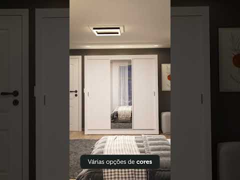 Guarda-Roupa Casal Madesa Lyon Plus 3 Portas de Correr com Espelho 4 Gavetas Rustic/Branco