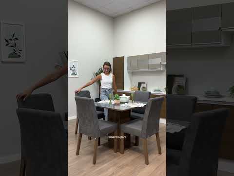 Conjunto Sala de Jantar Mesa Tampo de Vidro 4 Cadeiras Rustic/Cinza/Silver Anne Madesa