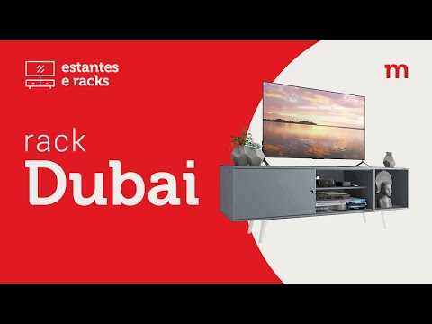 Rack Madesa Dubai e Painel para TV até 65 Polegadas com Pés Rustic/Preto 7K5Z