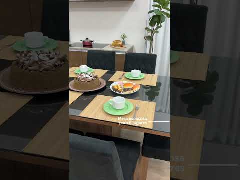 Conjunto Sala de Jantar Mesa Tampo de Vidro 6 Cadeiras Rustic/Preto/Oxford Geórgia Madesa