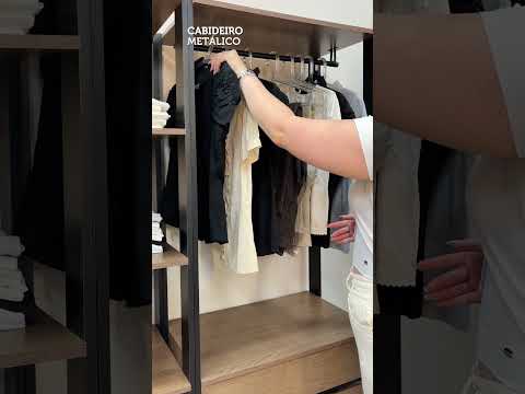 Guarda-Roupa Closet Modulado 4 Gavetas 258 cm Rustic/Preto Valencia Madesa 03