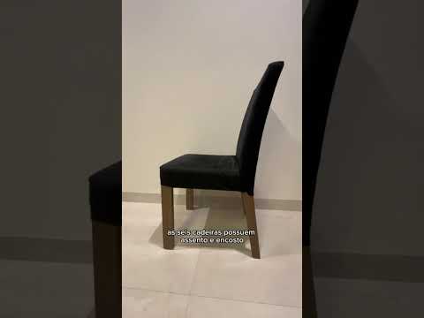 Conjunto Sala de Jantar Mesa Tampo de Vidro 6 Cadeiras Rustic/Preto/Oxford Valerie Madesa