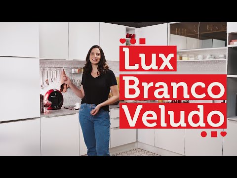 Armário de Cozinha Completa 270 x 60 cm Branco Branco Veludo Lux Madesa 01