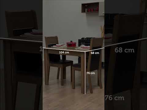 Conjunto Sala de Jantar Madesa Lola Mesa Tampo de Madeira com 2 Cadeiras Rustic/Preto/Sintético Preto