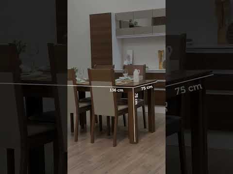 Conjunto Sala de Jantar Madesa Cali Mesa Tampo de Madeira com 4 Cadeiras Rustic/Crema/Bege