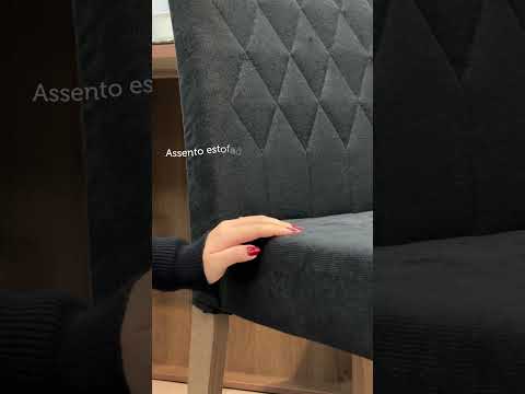 Conjunto Sala de Jantar Mesa Tampo de Vidro 6 Cadeiras Rustic/Preto/Oxford Stéfani Madesa