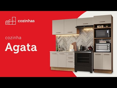 Armário de Cozinha Completa 240cm Rustic/Branco 60cm de Profundidade Agata Madesa 01