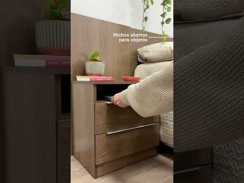 Cabeceira Extensível Madesa com 2 Mesas de Cabeceira Rustic