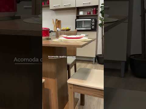 Conjunto Sala de Jantar Madesa Luana Mesa Tampo de Madeira com 4 Cadeiras Rustic/Sintético Bege