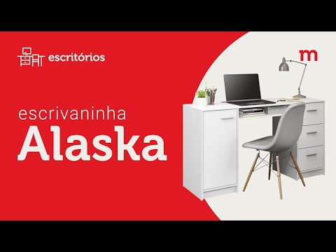 Escrivaninha Madesa Alaska + Estante Livreiro 6908 Branco