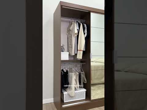 Guarda-Roupa Solteiro Madesa Luke 2 Portas de Correr com Espelho Rustic