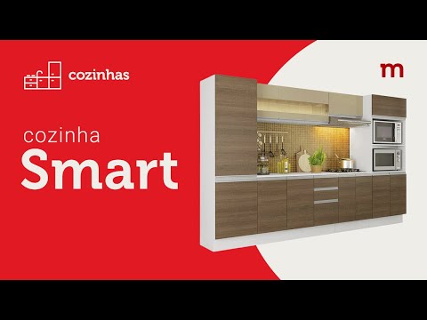 Armário de Cozinha Compacta 100% MDF 120 cm Frentes Branco Brilho Smart Madesa XP