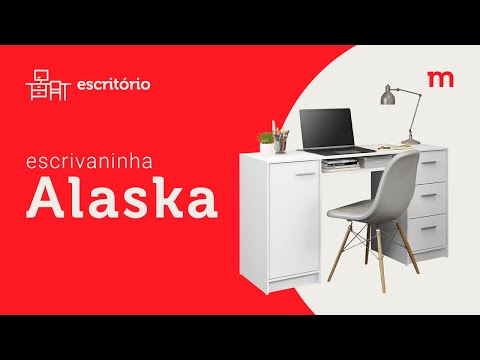 Escrivaninha Madesa Alaska + Estante Livreiro 6907 Preto