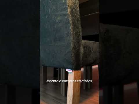 Conjunto Sala de Jantar Mesa Tampo de Vidro 4 Cadeiras Preto/Oxford Antônia Madesa