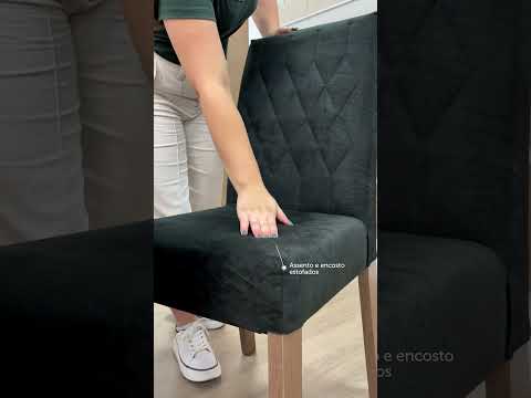 Conjunto Sala de Jantar Mesa Tampo de Vidro 4 Cadeiras Preto/Oxford Celina Madesa