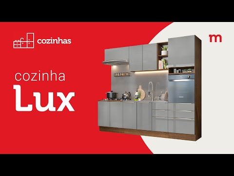 Armário de Cozinha Completa de Canto 546 x 60 cm Branco/Cinza Lux Madesa 05