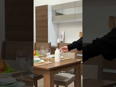 Conjunto Sala de Jantar Madesa Cali Mesa Tampo de Madeira com 4 Cadeiras Rustic/Crema/Bege