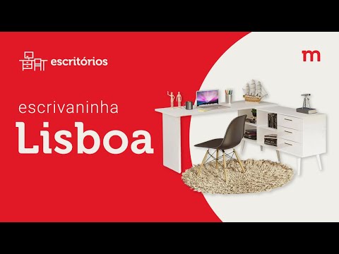 Escrivaninha Mesa de Escritório de Canto 3 Gavetas Branco/Rustic Lisboa Madesa
