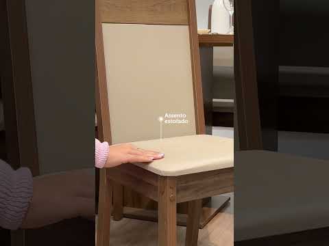 Conjunto Sala de Jantar Mesa Tampo de Madeira 6 Cadeiras Crema/Rustic/Bege Augusta Madesa