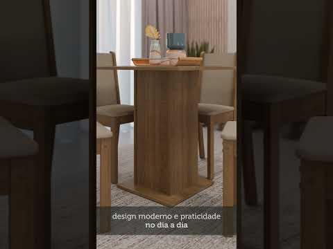 Conjunto Sala de Jantar Moscou Plus Madesa Mesa Tampo de Vidro com 4 Cadeiras Rustic/Preto