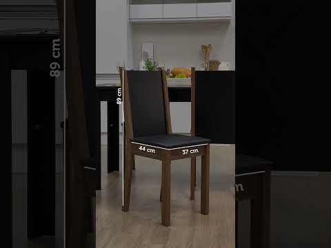 Conjunto Sala de Jantar Mesa Tampo de Vidro 4 Cadeiras Preto/Rustic Suzy Madesa