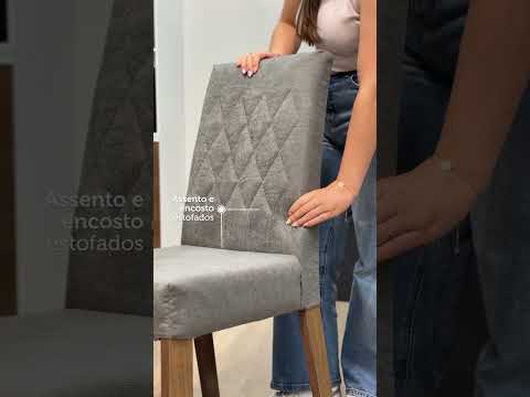 Conjunto Sala de Jantar Mesa Tampo de Madeira 6 Cadeiras Rustic/Cinza/Silver Hanna Madesa