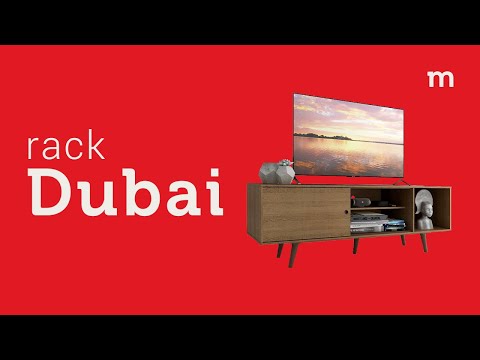 Rack Madesa Dubai e Painel para TV até 65 Polegadas com Pés Rustic/Preto 7K5Z