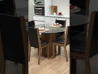 Conjunto Sala de Jantar Madesa Nanda Mesa Tampo de Vidro Redondo 4 Cadeiras Rustic/Preto