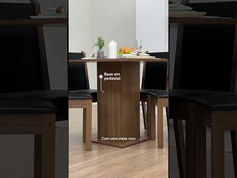 Conjunto Sala de Jantar Mesa Tampo de Vidro 4 Cadeiras Rustic/Preto Tifani Madesa