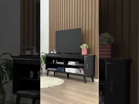 Rack para TV até 65 Polegadas com Pés Preto Turim Madesa