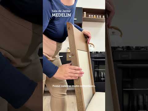 Conjunto Sala de Jantar Madesa Medelin Mesa Tampo de Madeira com 6 Cadeiras Rustic/Crema/Bege