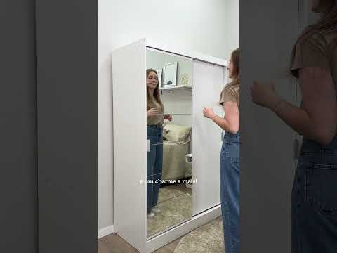 Guarda-Roupa Solteiro Madesa Luke 2 Portas de Correr com Espelho Branco