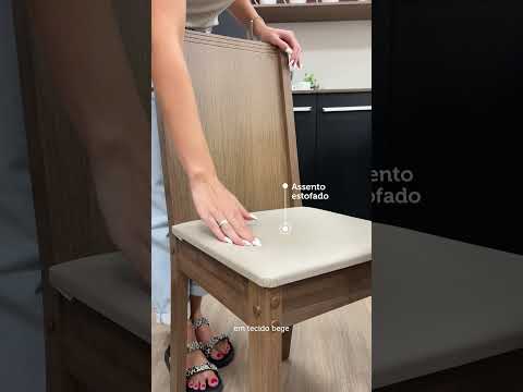 Conjunto Sala de Jantar Madesa Analu Mesa Tampo de Madeira com 6 Cadeiras Rustic/Sintético Bege
