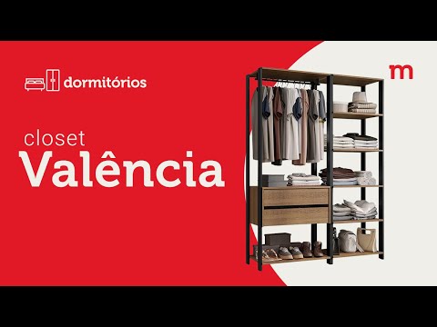 Guarda-Roupa Closet Modulado Valencia 4 Gavetas 258cm Rustic/Preto Madesa 02