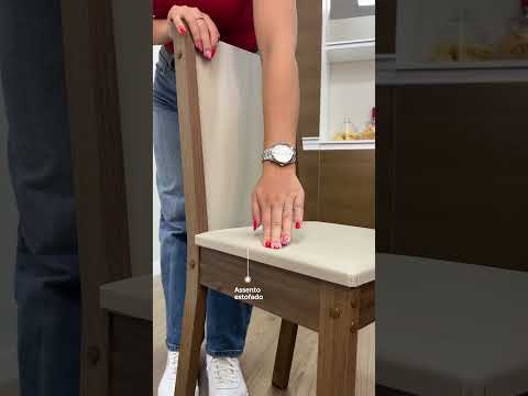 Conjunto Sala de Jantar Madesa Cíntia Mesa Tampo de Madeira com 4 Cadeiras Rustic/Crema/Sintético Bege