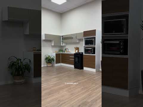 Armário de Cozinha Completa de Canto 100% MDF 447cm Branco/Rustic/Crema Smart Madesa 01