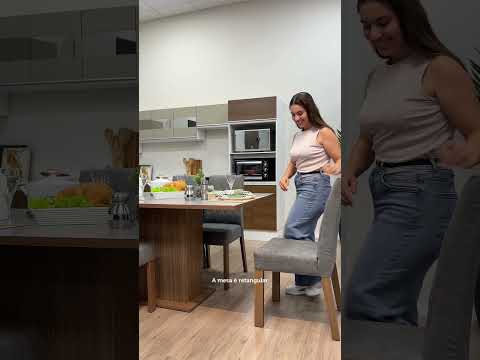 Conjunto Sala de Jantar Mesa Tampo de Madeira 6 Cadeiras Rustic/Cinza/Silver Hanna Madesa