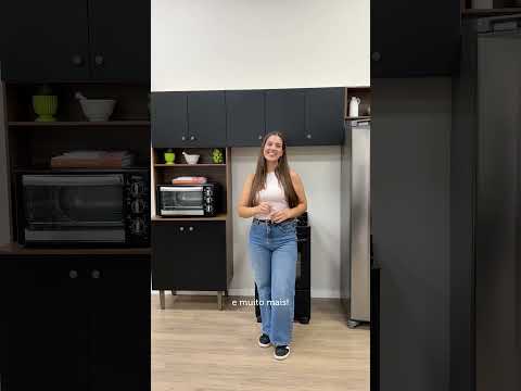 Armário de Cozinha Compacta Quiosque 235cm Rustic/Preto Gourmet Madesa 01