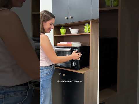 Armário de Cozinha Compacta Quiosque 235cm Rustic/Preto Gourmet Madesa 01