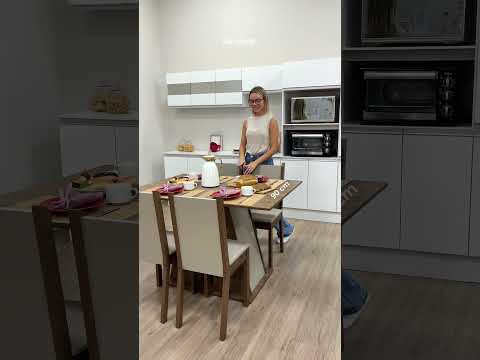 Conjunto Sala de Jantar Mesa Tampo de Madeira 4 Cadeiras Rustic/Crema/Bege Sophie Madesa