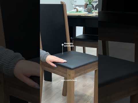 Conjunto Sala de Jantar Mesa Tampo de Vidro 4 Cadeiras Preto/Rustic Suzy Madesa