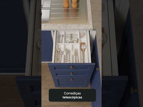 Armário de Cozinha Compacta 180 cm Rustic/Azul Vik Madesa 01