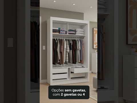 Guarda-Roupa Solteiro 2 Portas de Correr com Espelho Branco Milano Madesa