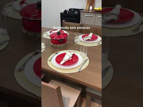 Conjunto Sala de Jantar Madesa Megan Mesa Tampo de Madeira com 6 Cadeiras Rustic/Sintético Bege