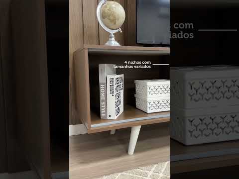 Rack Madesa Dubai para TV até 65 Polegadas com Pés Rustic/Branco 6E09